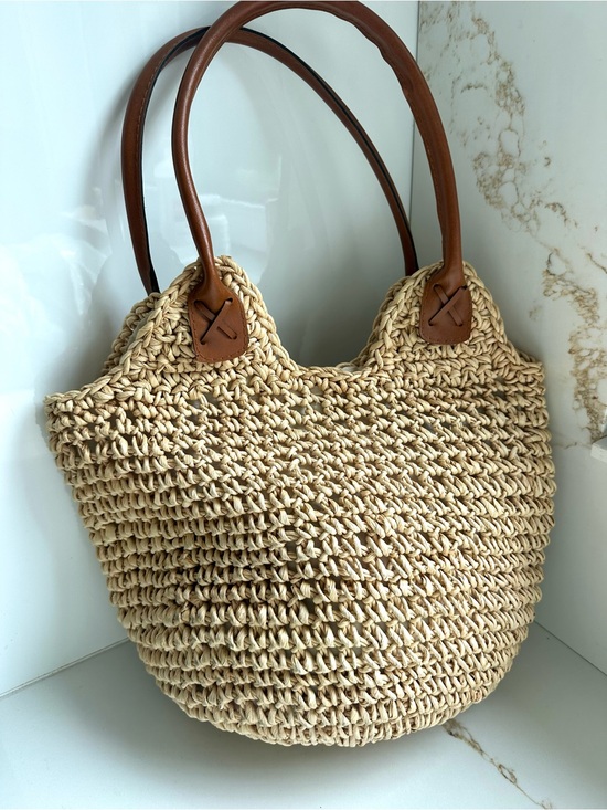 Handbags - Natural Woven Raffia Straw Tote Bag Boho Beach